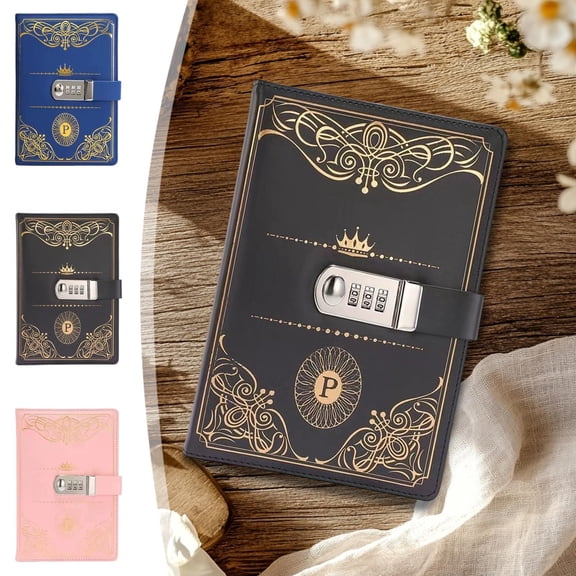 Notebook A5 Lockable Vintage Journal Combination Lock Diary PU Leather Lined Thick Paper 200 Pages Business for College Office Privacy by Xuniizn