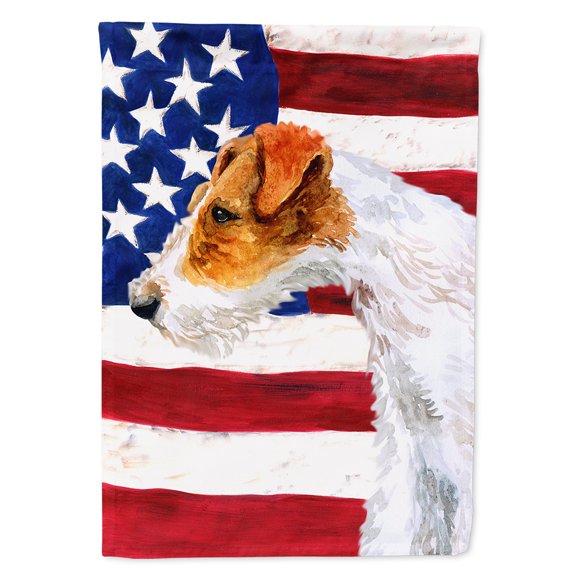 Carolines Treasures BB9650CHF Fox Terrier Patriotic Flag Canvas House Size  Large multicolor