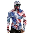 thumbnail image 2 of Domuza Men Upf 50+ Fishing Shirts American Flag Pattern Long Sleeve Sun Protection Hoodie New Outdoor Running Hiking Rash Guard Top Red XL, 2 of 4