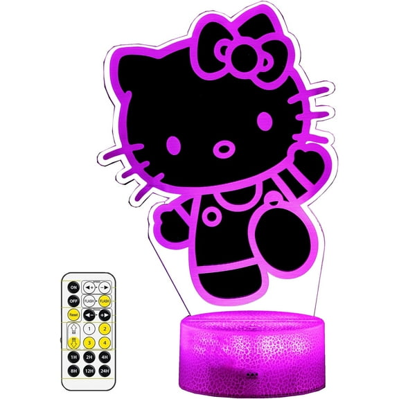 Aorsher Cute Night Light - Anime Charater Multi-Color Change Decor Kitty Lamp with Remote, Dim, Timer, Game Fan Gifts for Christmas Birthday