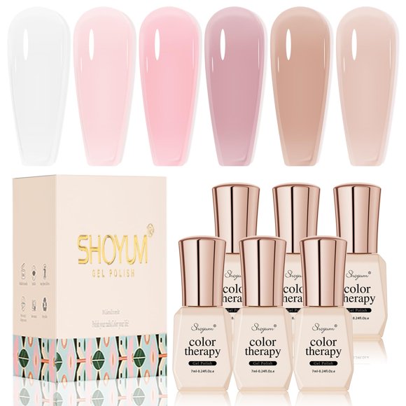 Juego de esmaltes de uñas SHOYUM, 6 colores, gel gelatinoso, 7 ml cada uno