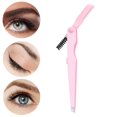 thumbnail image 1 of Pinzas para cejas, multifuncionales, punta plana de 4 mm, herramienta recortadora de cejas, color rosa, 1 of 8