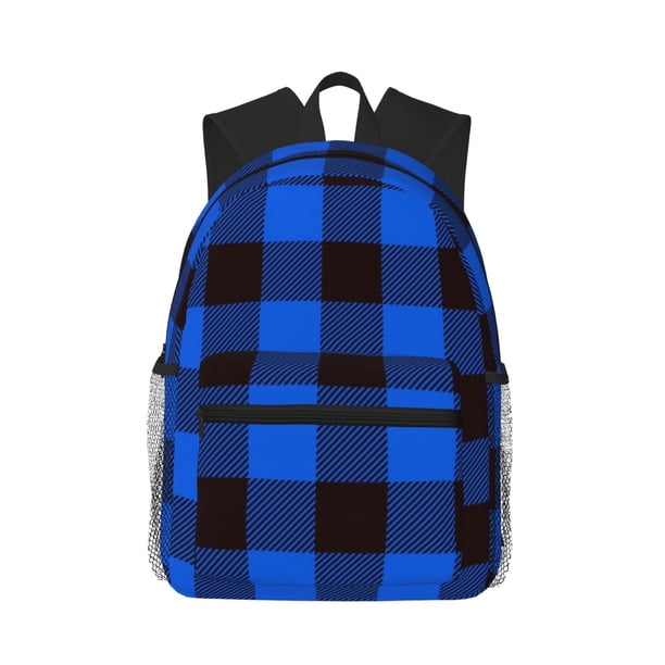 Easygdp Buffalo Plaid Blue Black Mochila Casual para Portátil, Mochila para Escuela, Viajes, Negocios