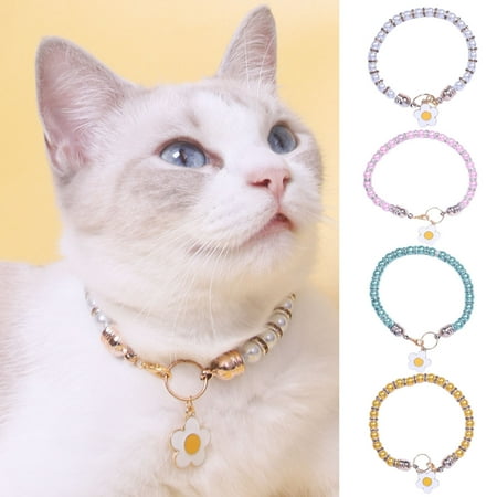 Taolixe Pet Collar Exquisite Fake Pearl Sunflower Decorative Pet Collar Cat Dog Necklace Jewelry Pet Supplies