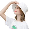 thumbnail image 1 of Chapeau de Soleil Pliable pour Femmes avec Protection UV UPF50+ et Sangle de Menton Réglable - Bord en Fil de Coton-Polyester de 4 Pouces, Reshapeable, Léger et Respirant, Blanc, Taille M (56-58cm) - Idéal pour, 1 of 6