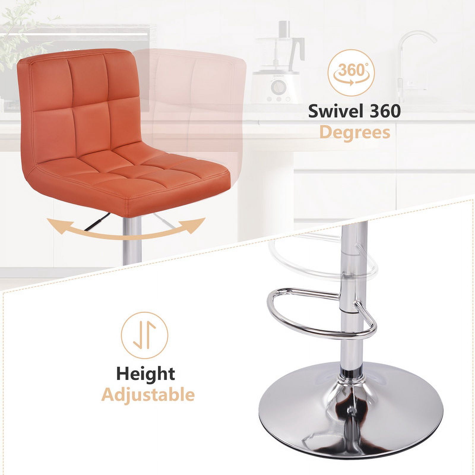 Hawsaiy Modern Adjustable Swivel Bar Stools Set of 4, PU Leather Bar Chairs with Footrest, Umber