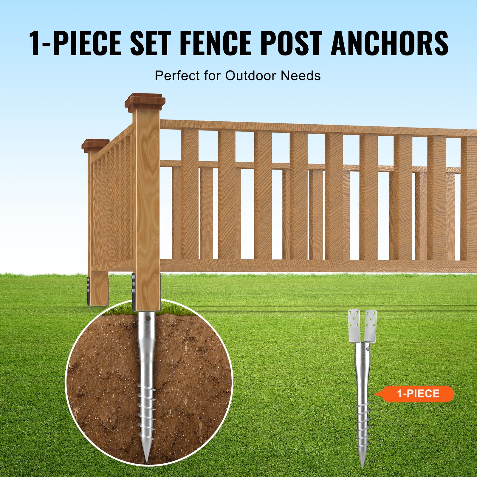 KFFKFF 1 Pack 3.94 x 2.76 x 27.56 in No Dig Ground Anchor DIY Screw in Post Stake
