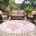 thumbnail image 4 of Round Rugs 8Ft, Pink Grey Coral Coastal Round Area Rug Washable Indoor Throw Carpet, Summer Beach Seaside Nautical Large Non Slip Circle Rug for Kids Room RV Home Decor Aesthetic, 4 of 8