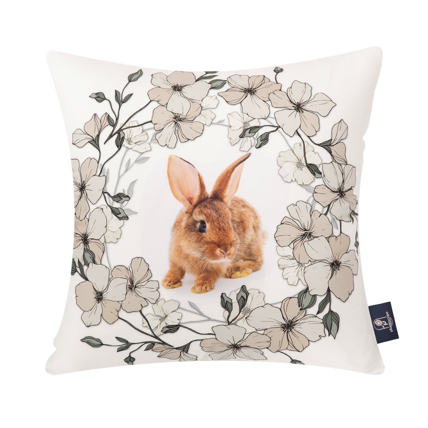 Countryside Animals 'Hare' Print Cotton Fabric Cushion Cover 16" x 16" 