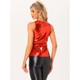 thumbnail image 4 of DARING DIVA Women's Metallic Sleeveless Tank Top XS Red Shiny, 4 of 6