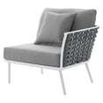 thumbnail image 6 of Lounge Sectional Sofa Chair Table Set, White Grey Gray, Aluminum, Metal, Fabric, Modern Contemporary, Outdoor Patio Balcony Cafe Bistro Garden Furniture Hotel Hospitality, 6 of 10