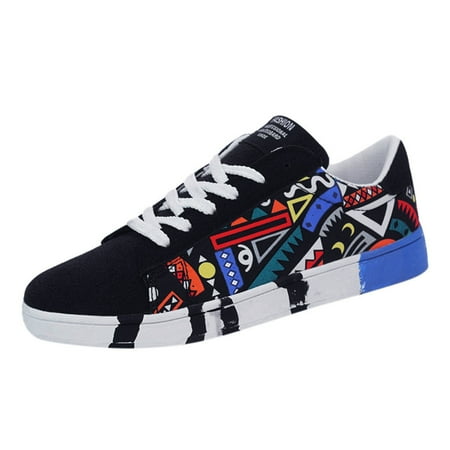 

Men s Fashion Casual Lace-Up Colorfor Canvas Sport Shoes Sneakers Graffiti Shoes Mens Go Walk 5 Qualify Sneaker Sneaker Skates for Men