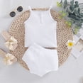 thumbnail image 2 of XIYNBAOK New Born Baby Girl Clothes Set 0-3 Months Little Sister Outfit White Outfit for Girls Birthday Girl Shirt and Bike Shorts 18 Months Girl Clothes, White 6-12 Months, 2 of 4