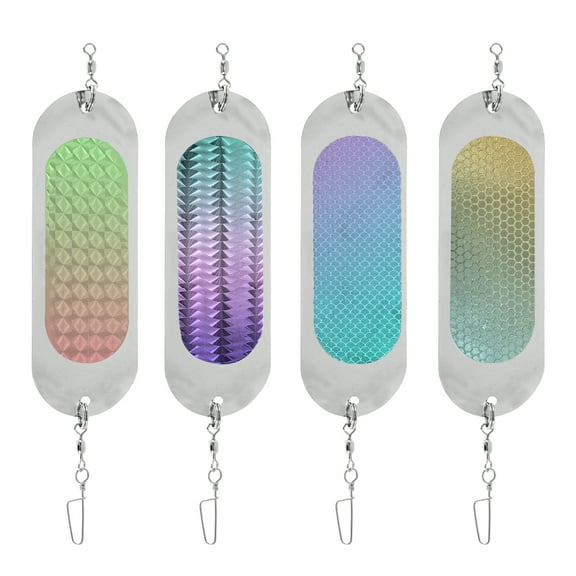 Unique Bargains Fishing Flashers High Visibility Lures Flashers for Fishing Improve Attraction Silver Tone 4 Pcs