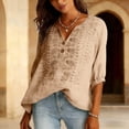 thumbnail image 6 of MSJUHEG Linen Blouses for Women Boho Tops Summer Oversized Casual Sweater Gauze Tops for Women Bright Colored Tops for Women Cotton Blouses for Women Peasant Blouse Basic Top Blouses Beige L, 6 of 9