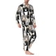 thumbnail image 2 of Balery Colors Cats Pijama para Hombre de Dos Piezas con Manga Larga, Conjunto de Dormir y Descanso Suave con Bolsillos-Small, 2 of 7