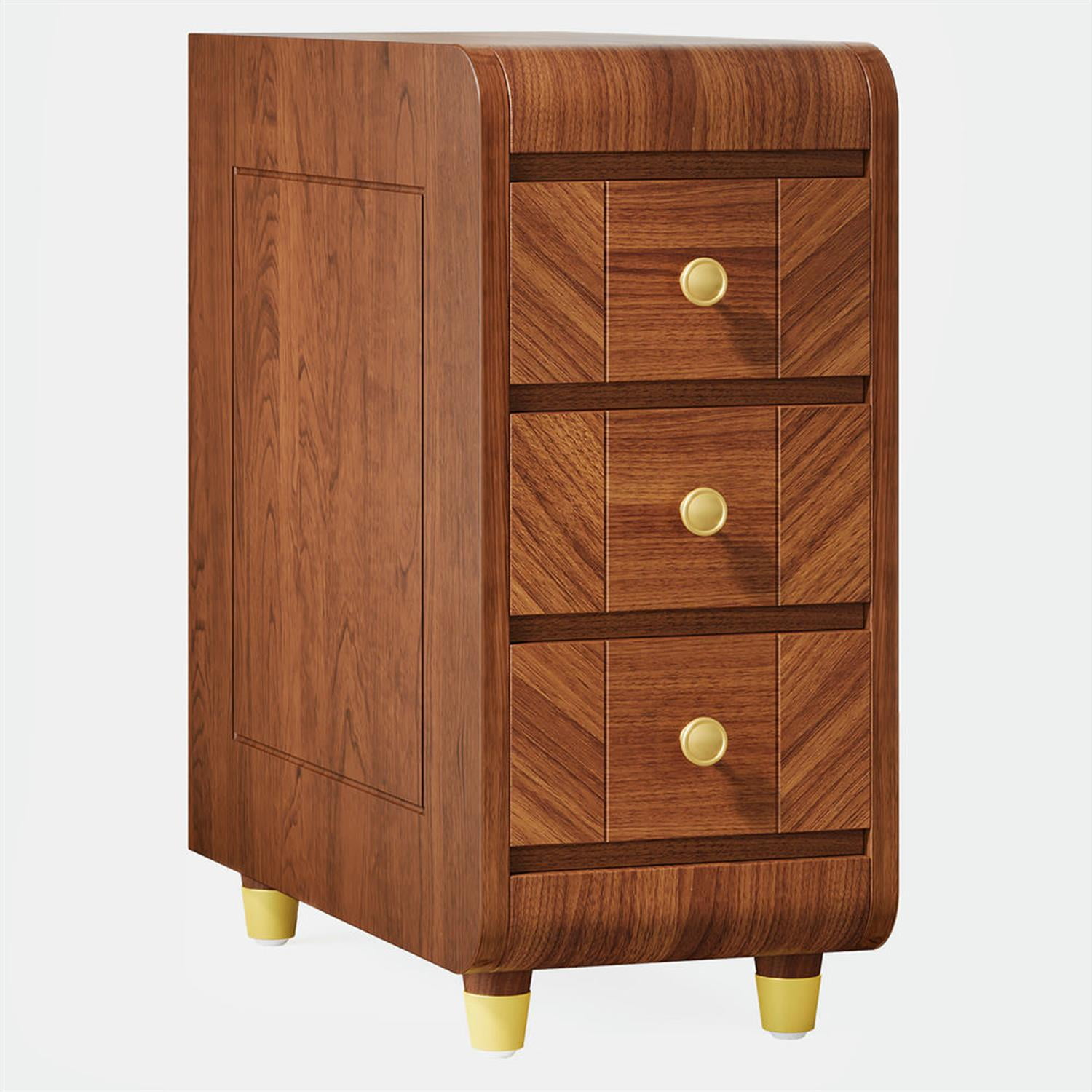 Demi Bonn 25" Wood Nightstand with 3-Drawers, Bedside End Table for Bedroom, Modern Side Table with Storage, Brown