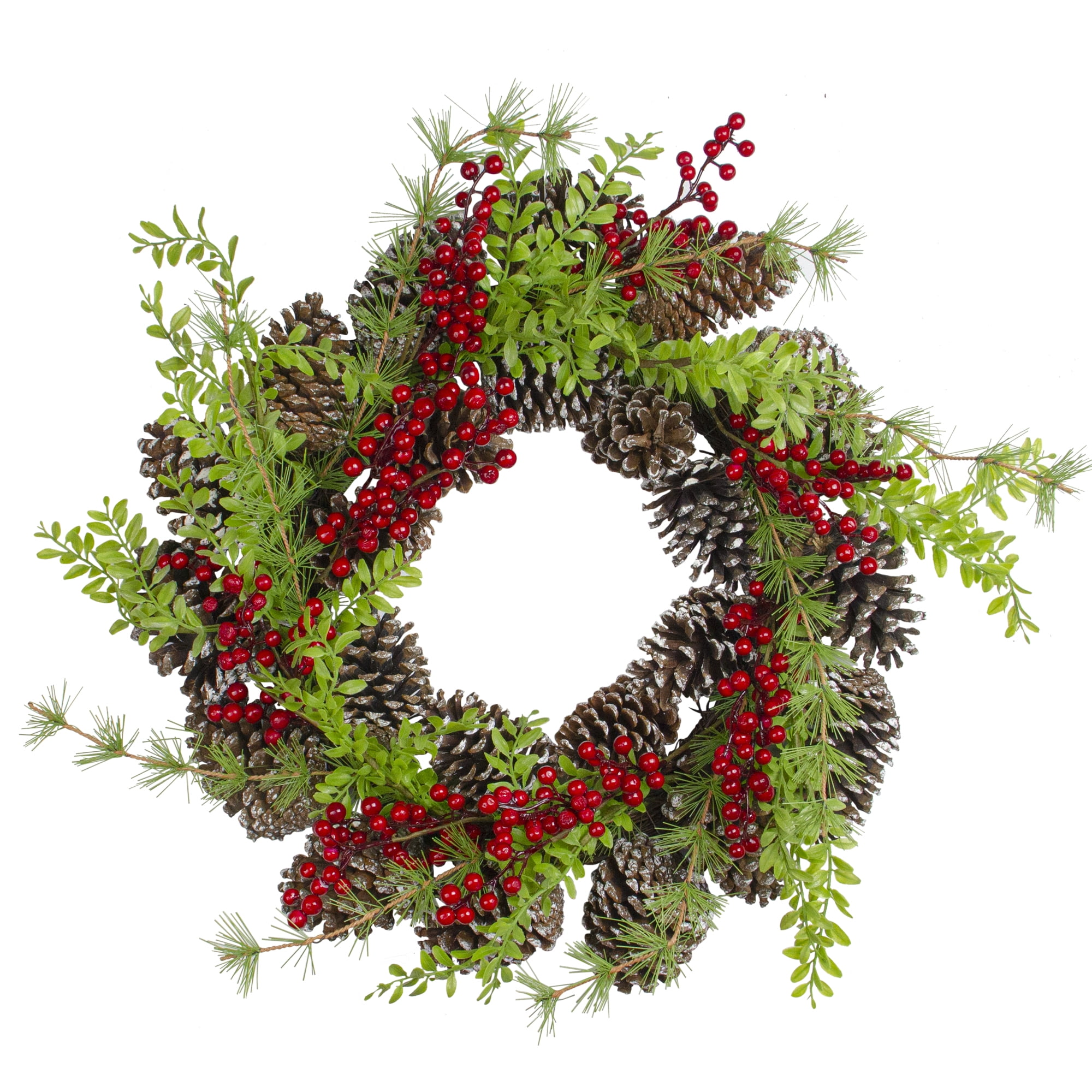 one Artificial 24" red berry green Leaf decorated Christmas wreath for Door Wall 