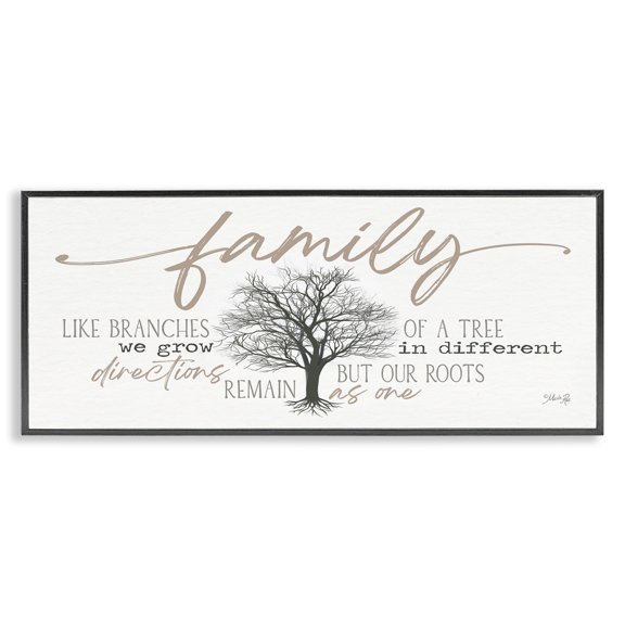 Stupell Industries Family Like a Tree Sentiment Text & Numbers Painting Black Framed Art Print Wall Art, 24 x 10