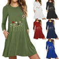 thumbnail image 2 of REDHOTYPE Nouvelle Robe Maxi Imprimée Ample à Manches Longues Col Rond Robe Maxi Décontractée de Rue avec Poches Florale Boho Robe Simple Mode Moderne Grande Taille Jupe pour Femmes, 2 of 3