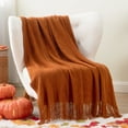 thumbnail image 6 of Battilo Caramel Throw Blanket, Lightweight Rust Orange Knit Blanket, Fall Decorative Throw for Couch ,50"x60", 6 of 9