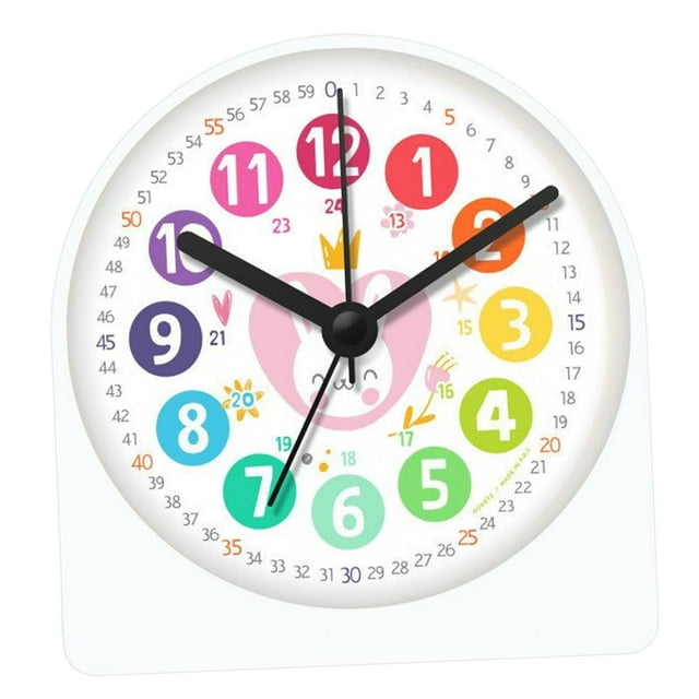 Reloj despertador analógico para niños, lámpara de noche, silencioso, funciona con pilas, relojes de mesa para Conejo