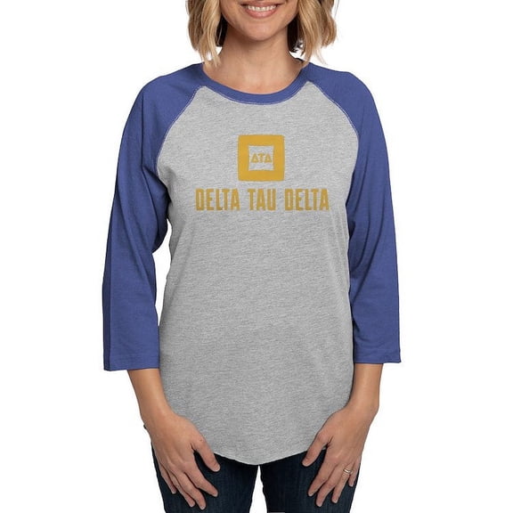 CafePress - Delta Tau Delta Gold Stacked Signature Long Sleeve T Shirt - Womens Baseball Tee