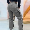 thumbnail image 5 of Mifsaly Womens Cargo Jeans Rhinestone High Waisted Straight Leg Cargo Denim Pants Baggy Y2K Trendy Streetwear with Multi Pockets XXXL, 5 of 5