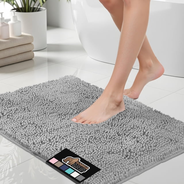GORILLA GRIP Bath Rug Mat 70x24, Thick Soft Absorbent Chenille, Quick Dry Microfiber Mats, Rubber Backing Machine Washable Shower Floor Rugs, Bathmat Runner, Bathroom Home Dec
