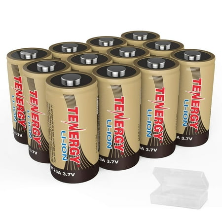 Blackjack Li Ion Battery - Arlo Certified: Tenergy 3.7V Li-ion Rechargeable Battery for Arlo Security Cameras (VMC3030/VMK3200/VMS3330/3430/3530) 650mAh RCR123A UL UN Certified 12 Pack, 3X Battery Cases