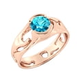 thumbnail image 5 of 1 CT Aquamarine Ring 14K Rose Gold Unique Solitaire Designer, 5 of 7