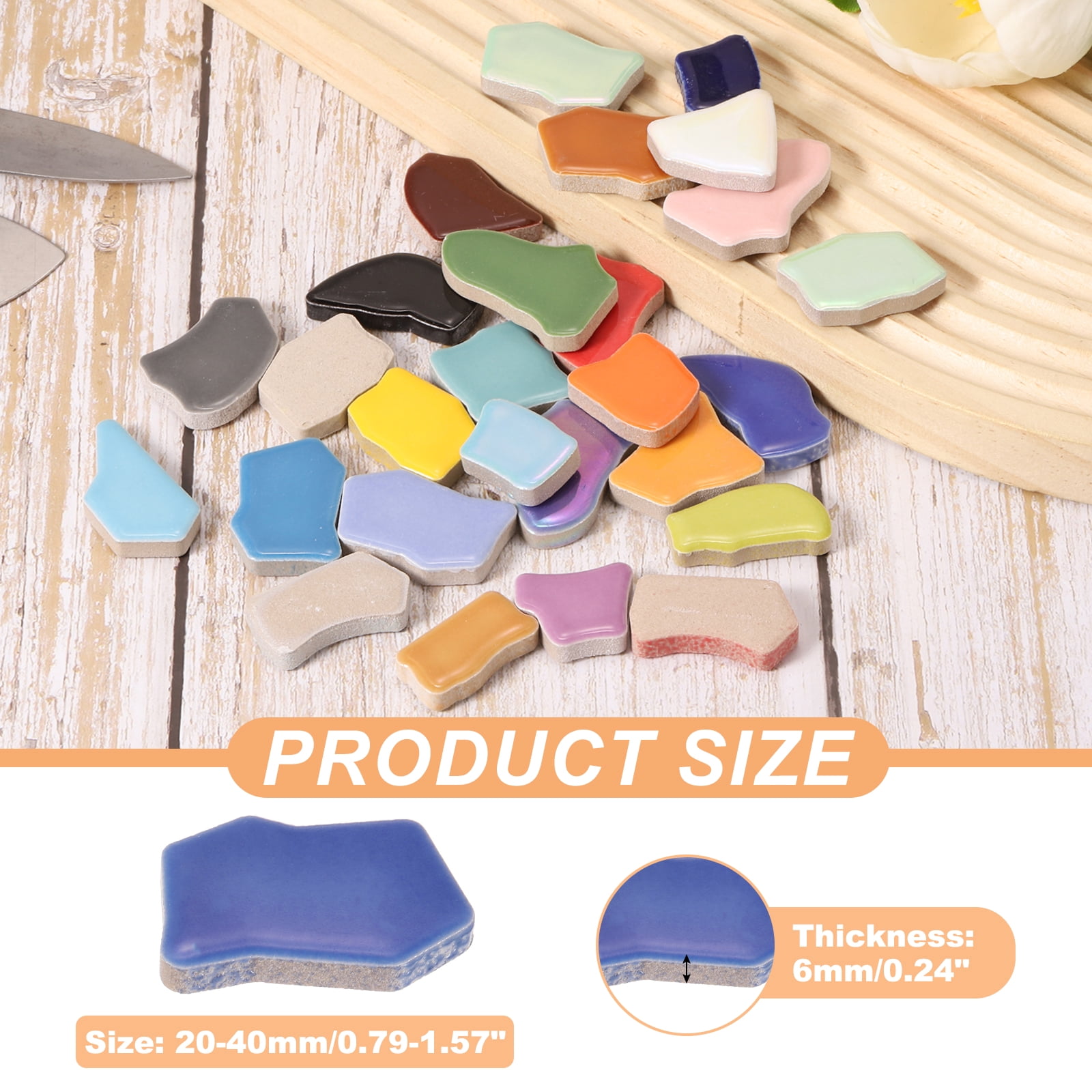 Uxcell 500g/1.1LB Irregular Ceramics Mosaic Tiles, 0.79"-1.57" Mosaic Stained Tile Broken Porcelain Pieces Stones Bulk for DIY Craft Making Vases Home Decoration, Dark Blue