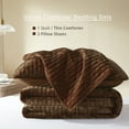 thumbnail image 5 of Velvet Quilt California King-118''x106'', Lightweight Caramel Velvet Comforter Set with 2 Pillow Shams, Soft Oversized Cross Stitch Bedspread Coverlet Quilted Bedding Set for All Season, 5 of 7