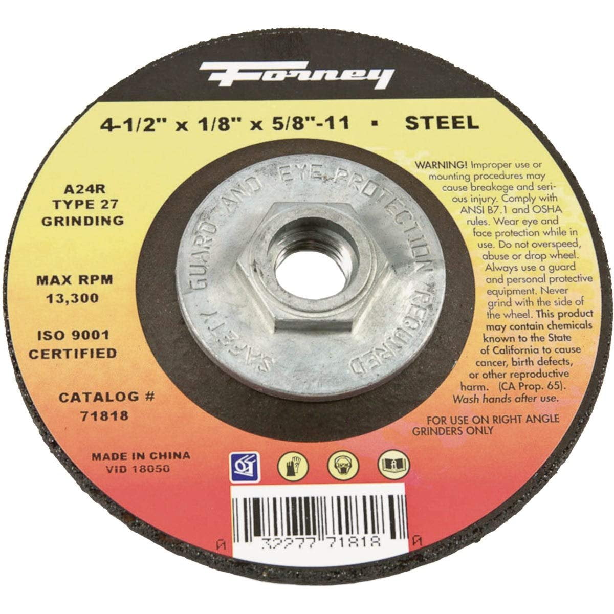 NNE grinding foundation neutral 14g ×2 Forney 71819 Grinding Wheel with 5/8-Inch-11 Threaded Arbor