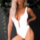 thumbnail image 2 of Gibobby Trajes de Baño Mujer Traje de baño Bikini Cremallera Natación Ropa de playa sexy Traje de baño de mujer Trajes de baño sólidos Una pieza(Blanco,M), 2 of 5