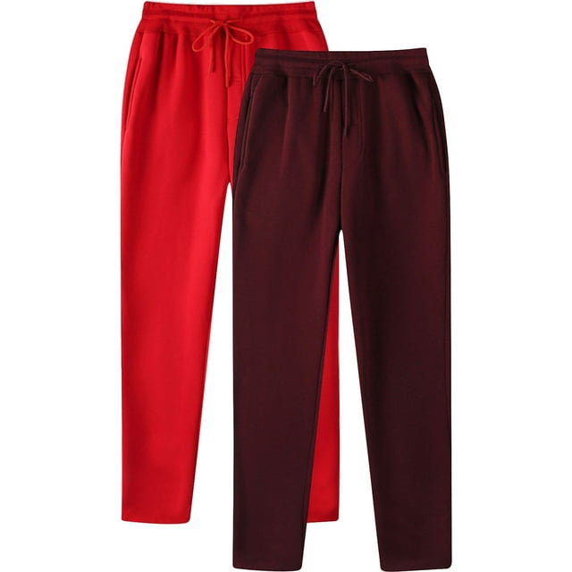 Pisexur 2 Pack Mens Sweatpants Open Bottom Straight Leg Sweatpants Solid Color Casual Pants Elastic Waist Drawstring Workout Pants for Men Plus Size Sweatpants with Pockets S-3XL
