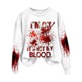 thumbnail image 1 of Rbaofujie Chandails pour Femmes Mode Halloween Décontracté Manches Longues Col Rond Imprimé Chandail en Molleton Blanc Automne Chandails à Capuchon pour Femmes, 1 of 3