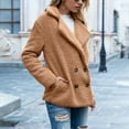 thumbnail image 3 of Women's Button-Down Wool Coat with Pockets Winter Casual Lapel Outerwear, 3 of 9