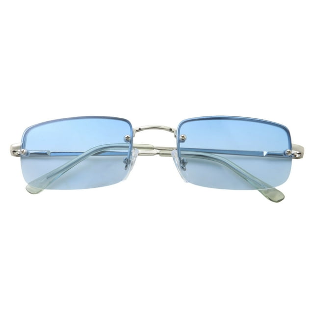 grinderPUNCH Vintage style rimless small Polarized sunglasses Clear Eyewear for Men and Women