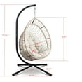 thumbnail image 2 of Comfy Indoor Outdoor Egg Chair, Patio Wicker Swing Egg Shaped Chair with Stand, Indoor Rocking Chair with Cushion, 350lbs Hammock Egg Shaped Chair for Balcony Backyard Bedroom, Light Grey, 2 of 7