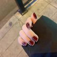 thumbnail image 2 of 24pcs Short Burgundy Nail Extension Patch With Silver Brim False Nail Set, 2 of 4