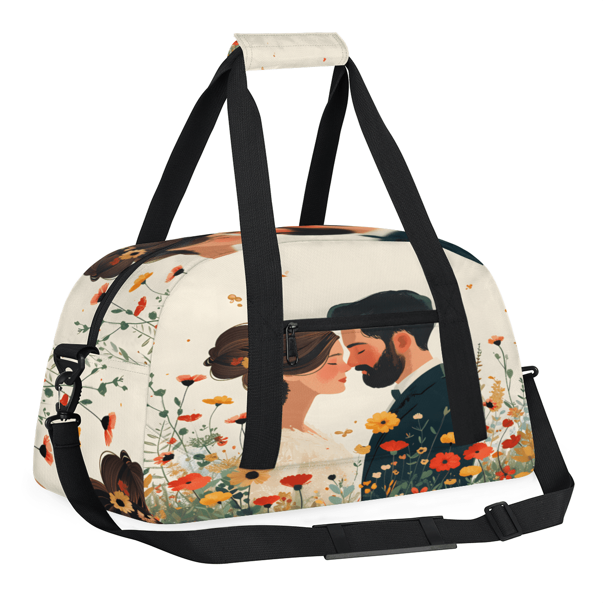 Herdesigns Wedding Theme Sports Duffle Bag for Women & Men, Lovers Couple Gym Bag Dance Bag Overnight Bag Carry On Weekender Travel Bag
