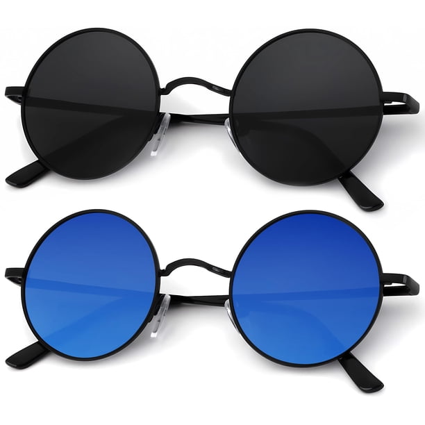Gafas de sol KALIYADI redondas polarizadas retro de metal UV47 mm (paquete de 2)