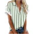 thumbnail image 1 of XMMSWDLA Blouse à Manches Courtes pour Femmes Épaules Dénudées Col en V Tunique à Fermeture Éclair Verte pour Sortir, 1 of 3
