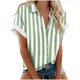 thumbnail image 1 of Blusas para las Mujeres Casual Cómodo Imprimir Manga Corta Botón de Bolsillo Top Camiseta, Tops Cortos para las Mujeres, 1 of 3