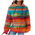 thumbnail image 2 of Cxenplz Womens Waffle Knit Hoodie Oversized Bohemia Fashion Multicolored Sweatshirt Casual Drawstring Pullover Tops with Pockets, 2 of 6