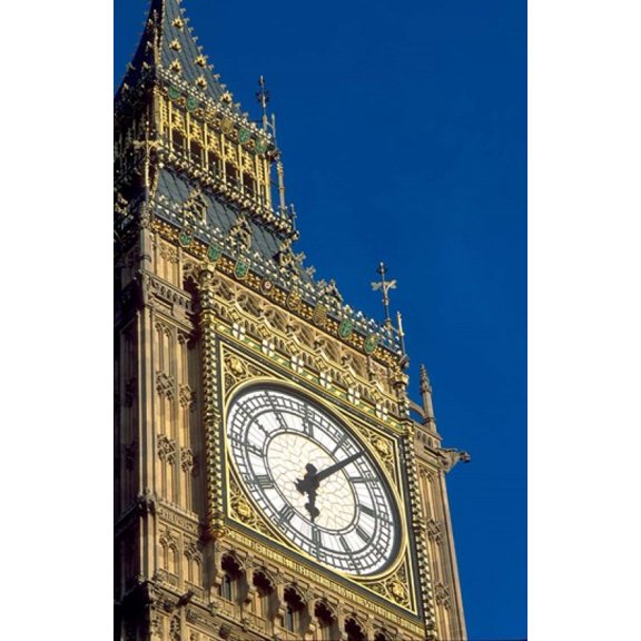 Big Ben Clock Tower on Parliament Building in London England Canvas Art - David R Frazier  DanitaDelimont (22 x 34)
