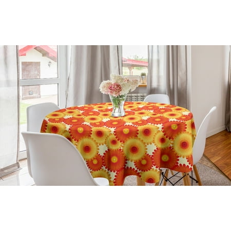 

Orange Round Tablecloth Gerbera Flowers Petals in Graphic Style Vibrant Summer Nature Design Circle Table Cloth Cover for Dining Room Kitchen Decor 60 Orange Yellow Scarlet by Ambesonne