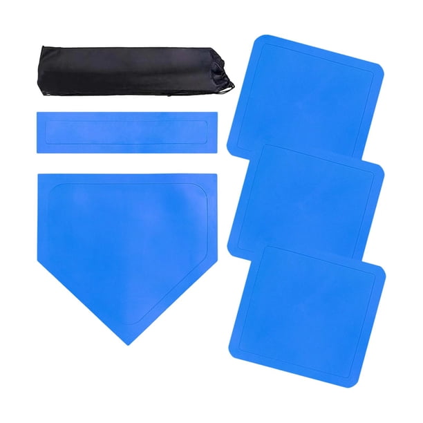 Juego de base de béisbol que incluye plato de lanzamiento, base de sóftbol, plato de lanzador y home azul