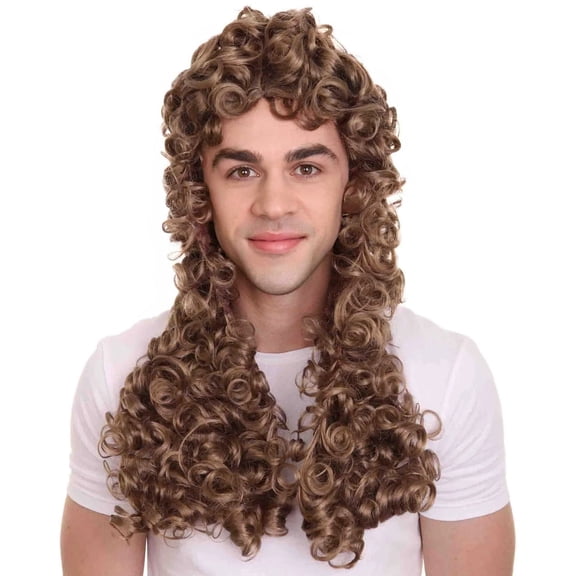 HPO Adult Men’s 18th Century Colonial Judge Historical Nobleman Wig, Brown Color, Cosplay Wigs for Halloween Costume Party Wigs